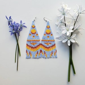 Another Day. Handwoven earrings. Fringe earrings. Seed bead earrings.