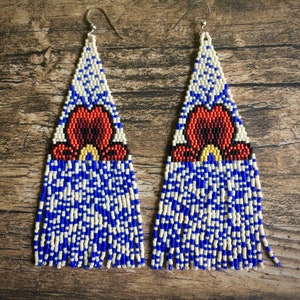Pollen. Handwoven Earrings. Seed Bead Earrings. Fringe Earrings.