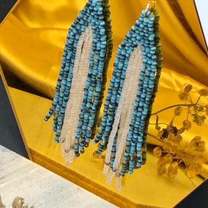 Frosted Tips. Seed bead earrings. Woven Earrings. image 7