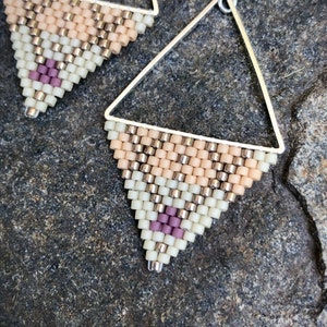 X Marks the Fox. Brick stitch earrings. Handwoven earrings. Beaded earrings.
