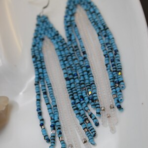 Frosted Tips. Seed bead earrings. Woven Earrings. image 2