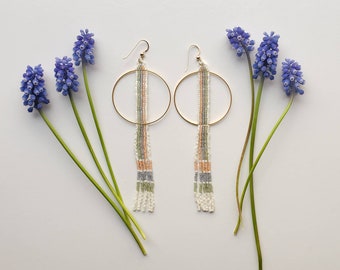 Aiden's Room. Handmade earrings. Seed bead earrings. Fringe earrings. Hoop earrings.