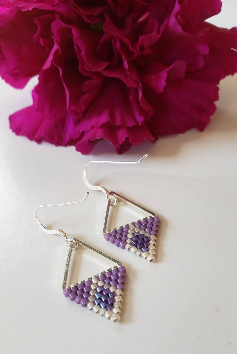 Grape Nehi. Minimalist earrings. Purple earrings. Sparkling earrings. image 5