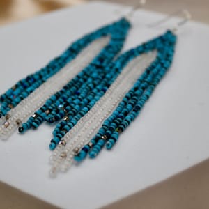 Frosted Tips. Seed bead earrings. Woven Earrings. image 1