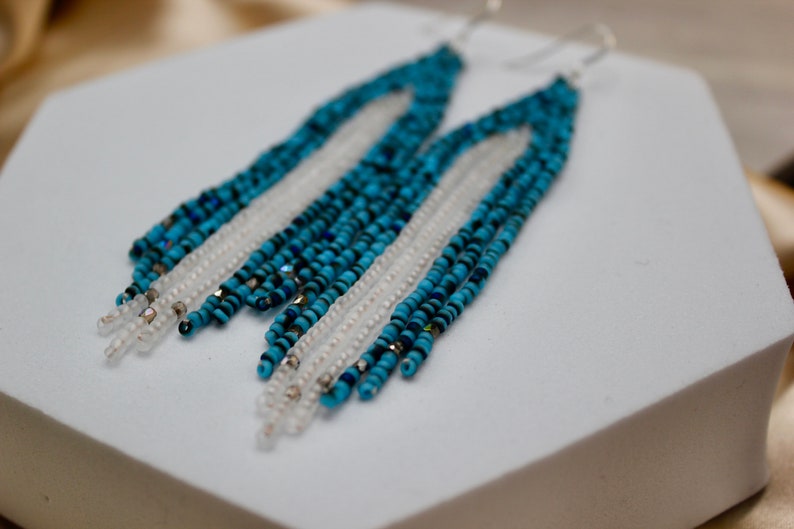 Frosted Tips. Seed bead earrings. Woven Earrings. image 1