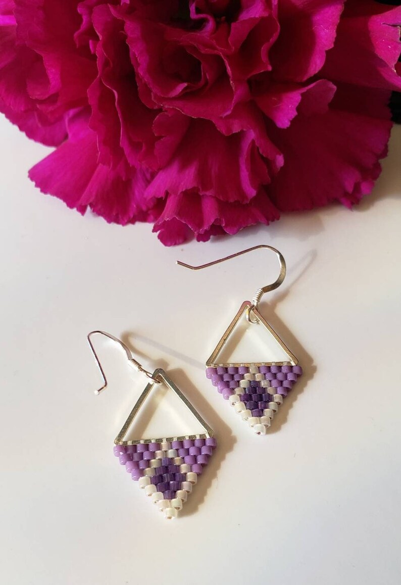 Grape Nehi. Minimalist earrings. Purple earrings. Sparkling earrings. image 1