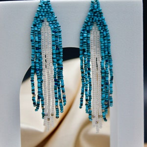 Frosted Tips. Seed bead earrings. Woven Earrings. image 5