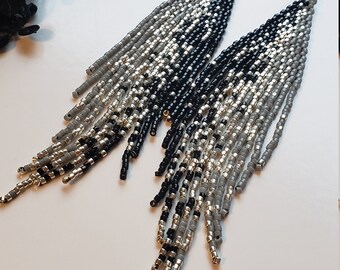 Inner Light. Handwoven Seed Bead Fringe Earrings