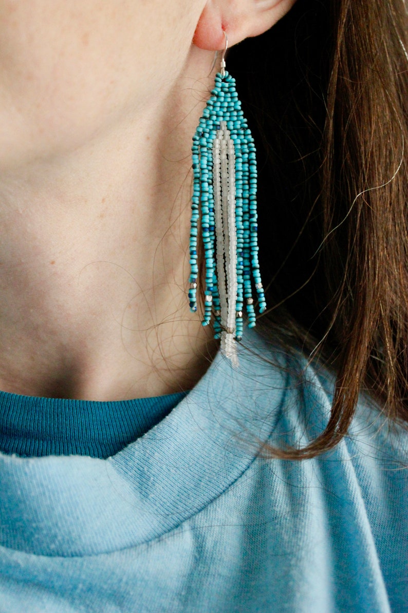 Frosted Tips. Seed bead earrings. Woven Earrings. image 6