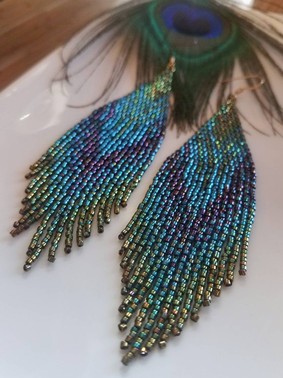 Supernova Fringe Seed Bead Earrings Supernova Fringe Seed Bead Earrings