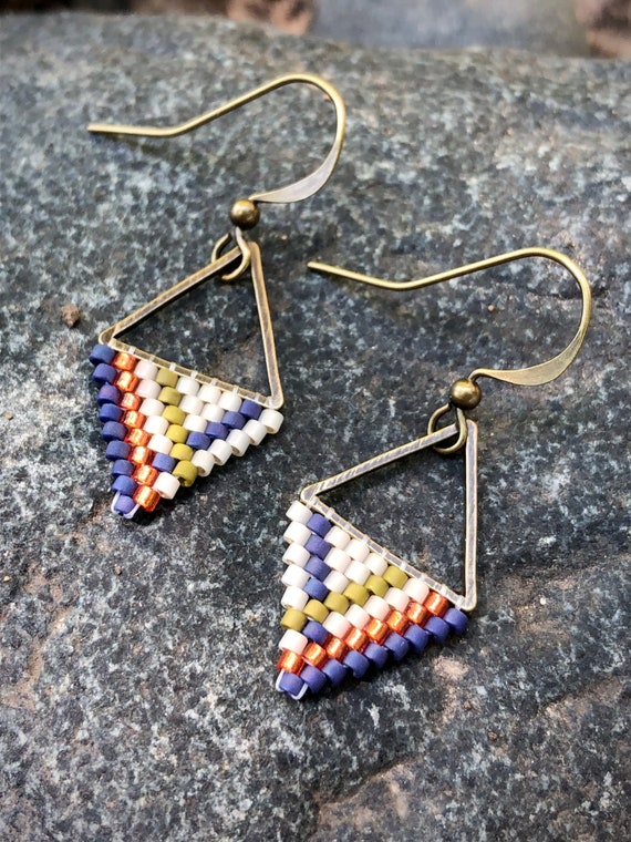 Little Mocha Earrings, Native Beadwork