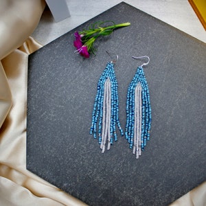 Frosted Tips. Seed bead earrings. Woven Earrings. image 3