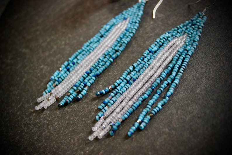 Frosted Tips. Seed bead earrings. Woven Earrings. image 8