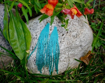 Lake Louise. Seed bead earrings, Woven earrings.