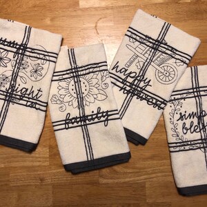 Embroidered Grey Kitchen Towels