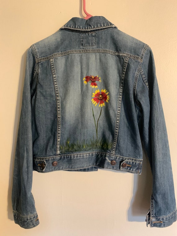 手描きブランケットフラワージーンズジャケット サイズ L - Etsy 日本