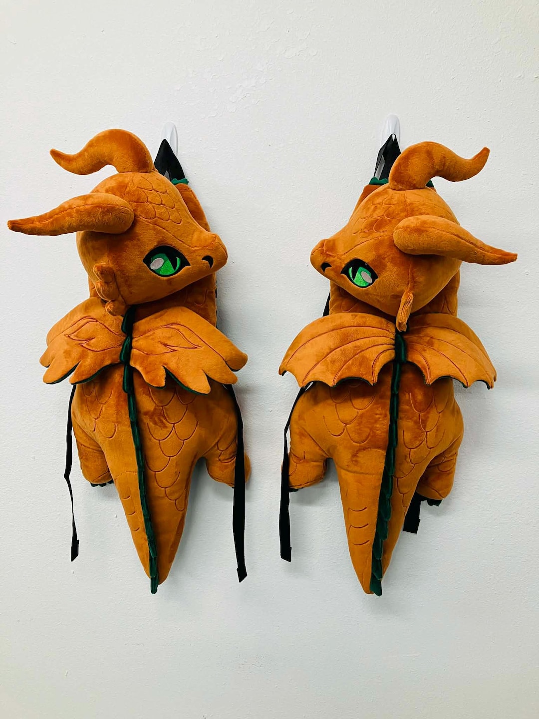 Rust & Emerald Dragon Plush Backpack, Minky Fabric Novelty Bag - Etsy