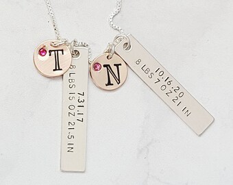 City Birthdate Year Gift for New Mommy Personalized Postmark Charm Necklace State Time