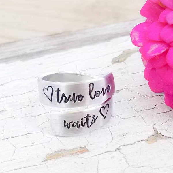 True love waits, purity ring, christian ring, personalized ring, abstinence love ring, girls purity ring, custom purity ring, commitment