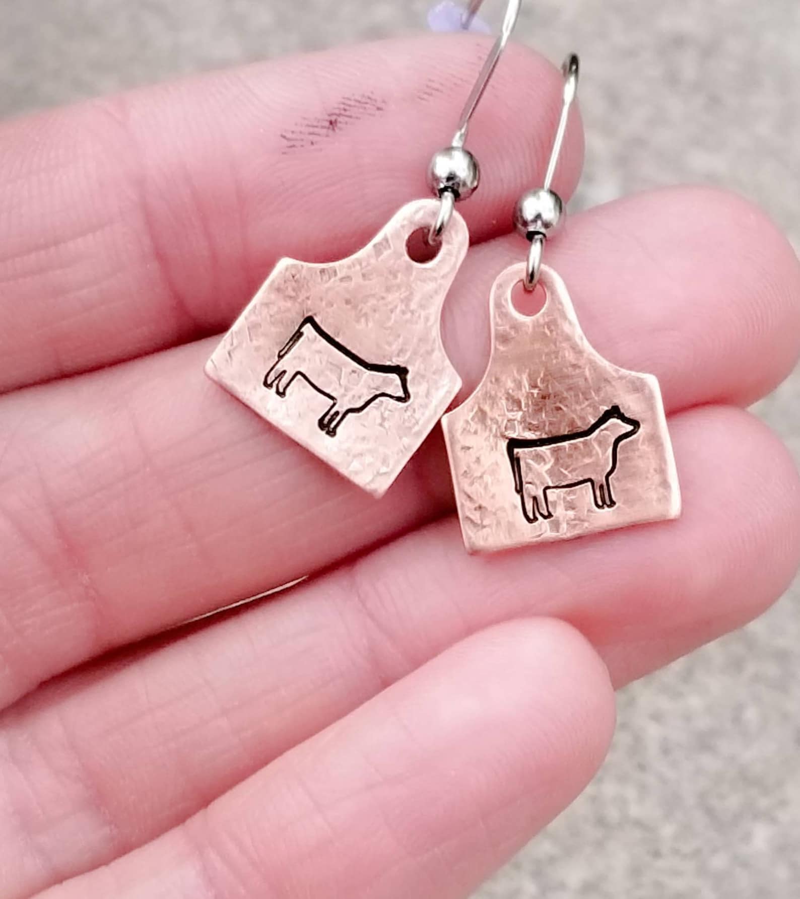 Cow Ear Tag Earrings Cattle Tag Earrings Small Personalized Etsy