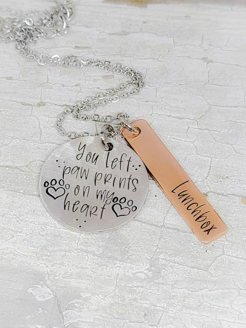 You left paw prints on my heart necklace dog memorial necklace sympathy jewelry pet loss necklace loss of pet cat remembrance jewelry