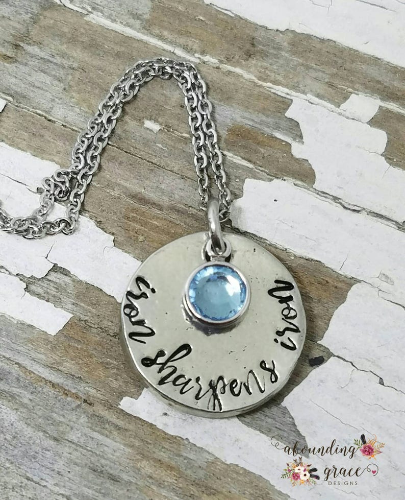 Iron sharpens iron necklace friendship necklace scripture Etsy