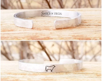 Custom Cow Cuff Bracelet, Hidden Message, Personalized Farm Jewelry