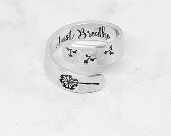 Hidden message dandelion ring, wish ring, personalized ring, custom wrap ring, gift for her, secret message ring, dandelion jewelry