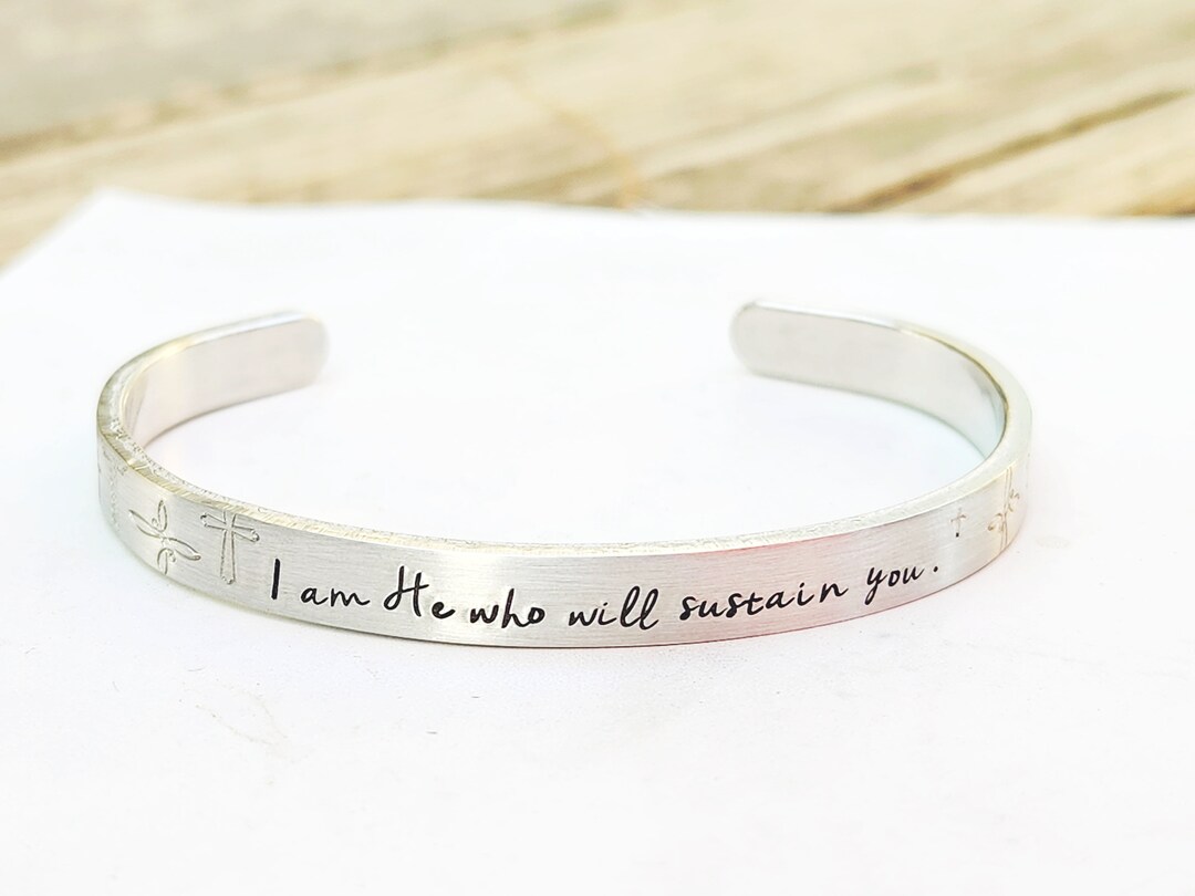 Cross Cuff Bracelet Personalized Custom Bible Reference Bracelet Scripture Jewelry Bible Verse Bracelet Christian Gift Isaiah 46 4 Etsy