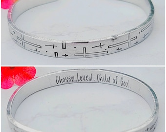 Cross cuff bracelet, hidden message cuff, personalized custom secret text bracelet, scripture jewelry, bible verse bracelet, christian gift