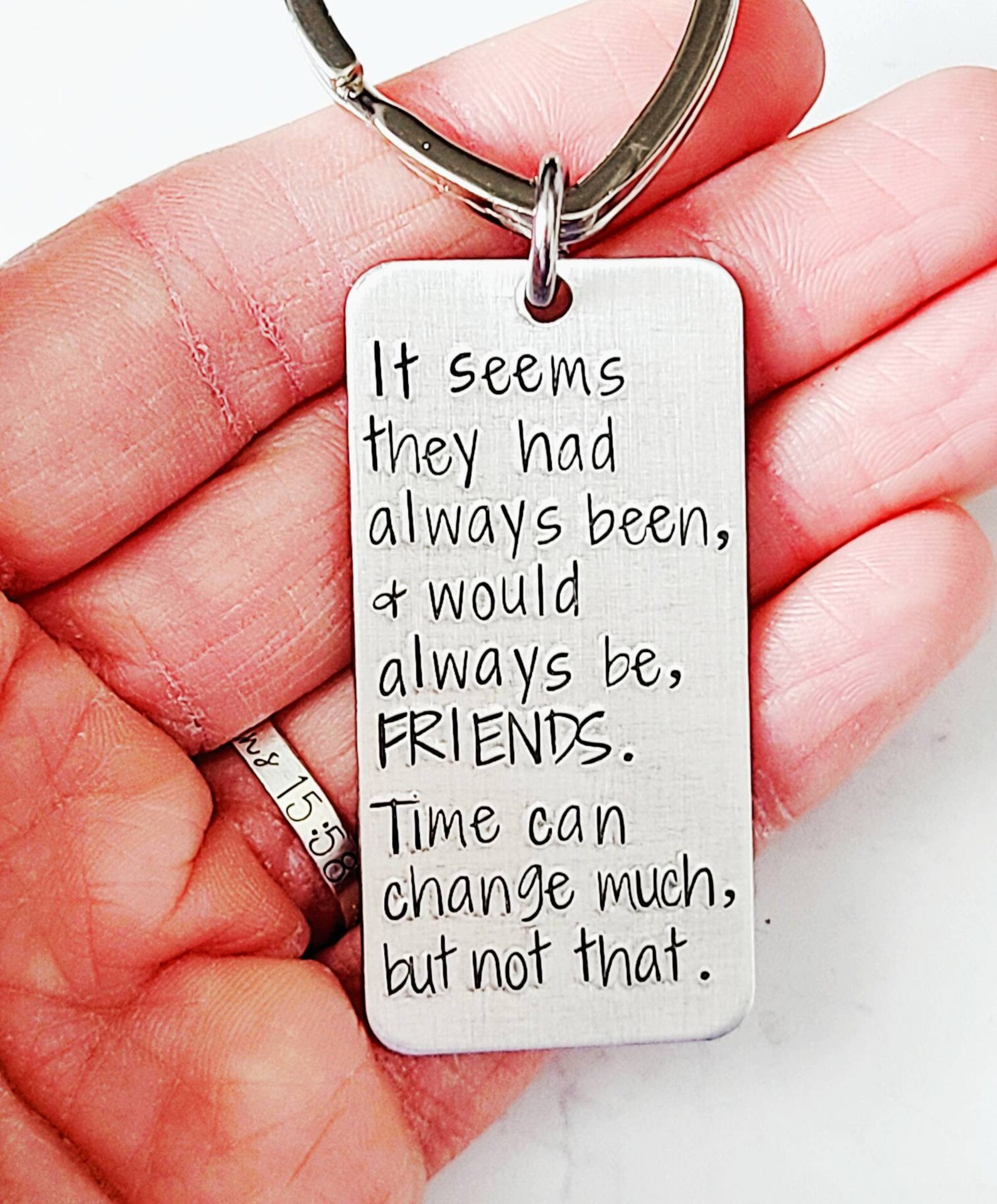Friend Keychain Stamped Keychain Best Friend Friend Quote Etsy
