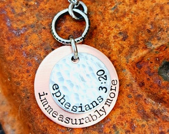 Ephesians 3:20 Necklace, Mixed Metal Christian Jewelry, Bible Verse Gift