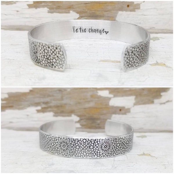 Hidden message cuff, quote cuff, custom message, secret quote, custom bracelet, personalized message, be the change cuff, inside message