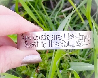 Kind words are like honey sweet to the soul, proverbs 16 24 cuff, scripture jewelry, bible verse jewelry, bee jewelry, kindness bracelet