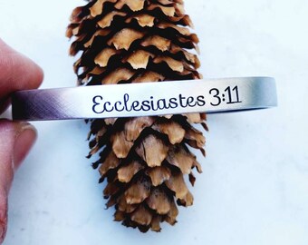 Hand Stamped Aluminum Scripture Bracelet, Bible Verse Cuff, Christian Jewelry