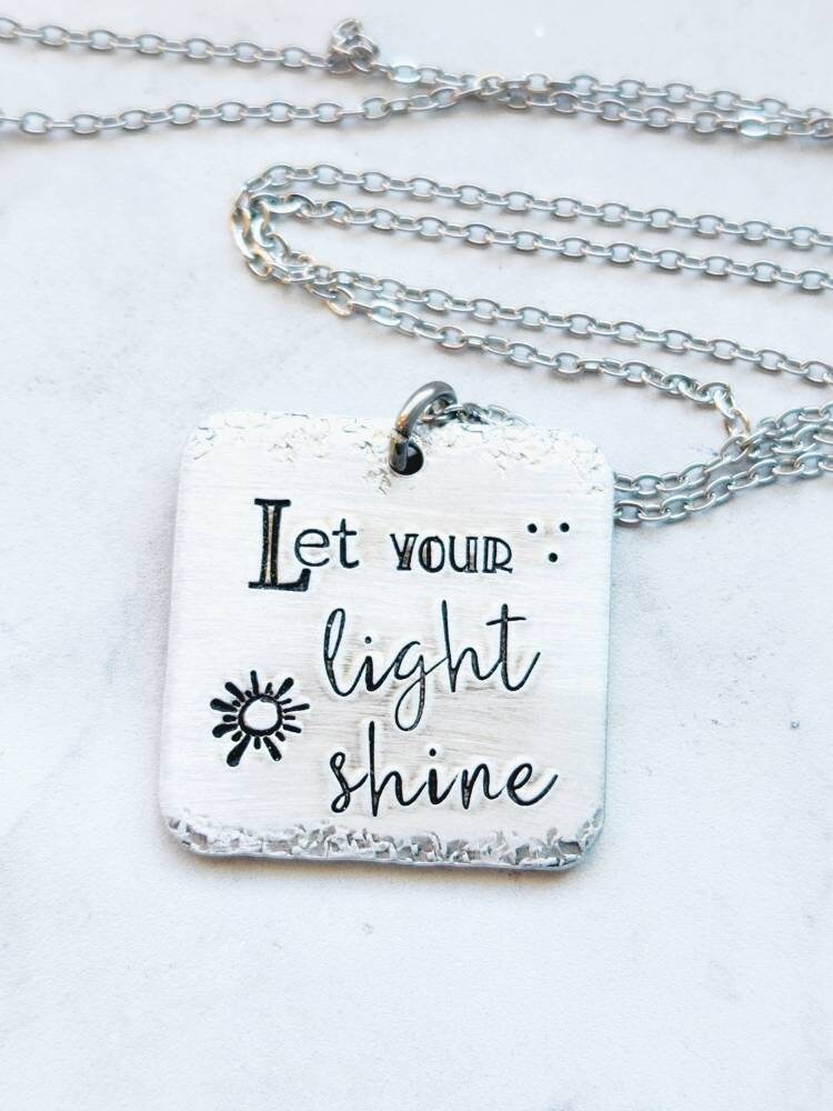 Let Your Light Shine Necklace, Bible Verse Jewelry, Inspirational