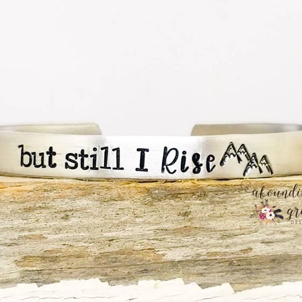 But still I rise, custom skinny cuff, rise above custom bracelet, Christian jewelry, inspirational motivational overcomer jewelry