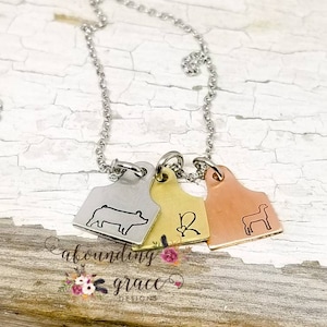 Tiny ear tag, mixed metal tag, multiple ear tags, cow necklace, sheep, pig, chicken, goat, cattle tag, ear tag, personalized, initials