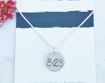 Romans 8:28 Hand Stamped Silver Necklace
