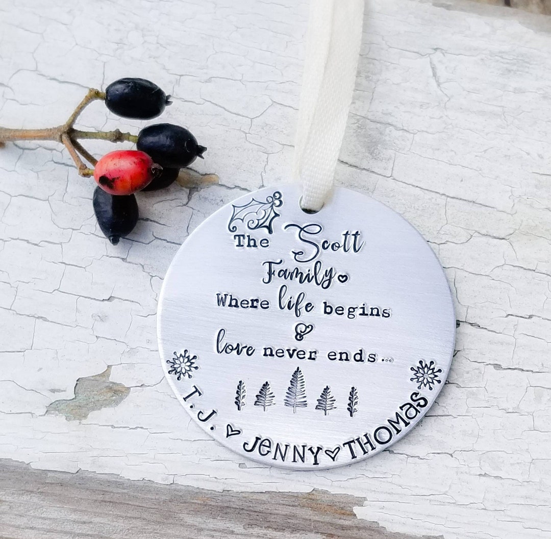 Family Ornament, Circle Ornament, Ornament, Custom Ornament, Stamped ...