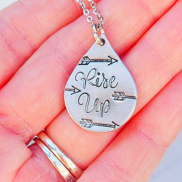 Rise up necklace, rise up pray psalm 94 16, rise up for jesus, christian necklace, gift for her, strength jewelry, testimony necklace