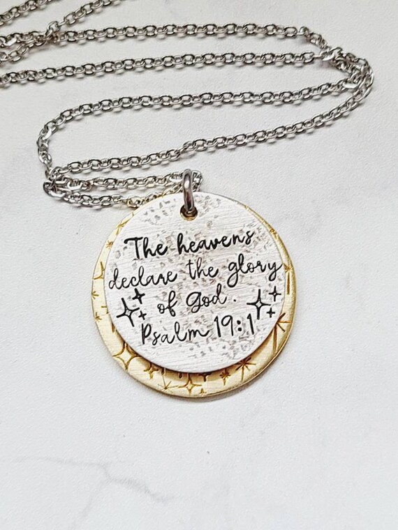 Scripture Necklace Glory of God Bible Verse Necklace Psalm 19 1