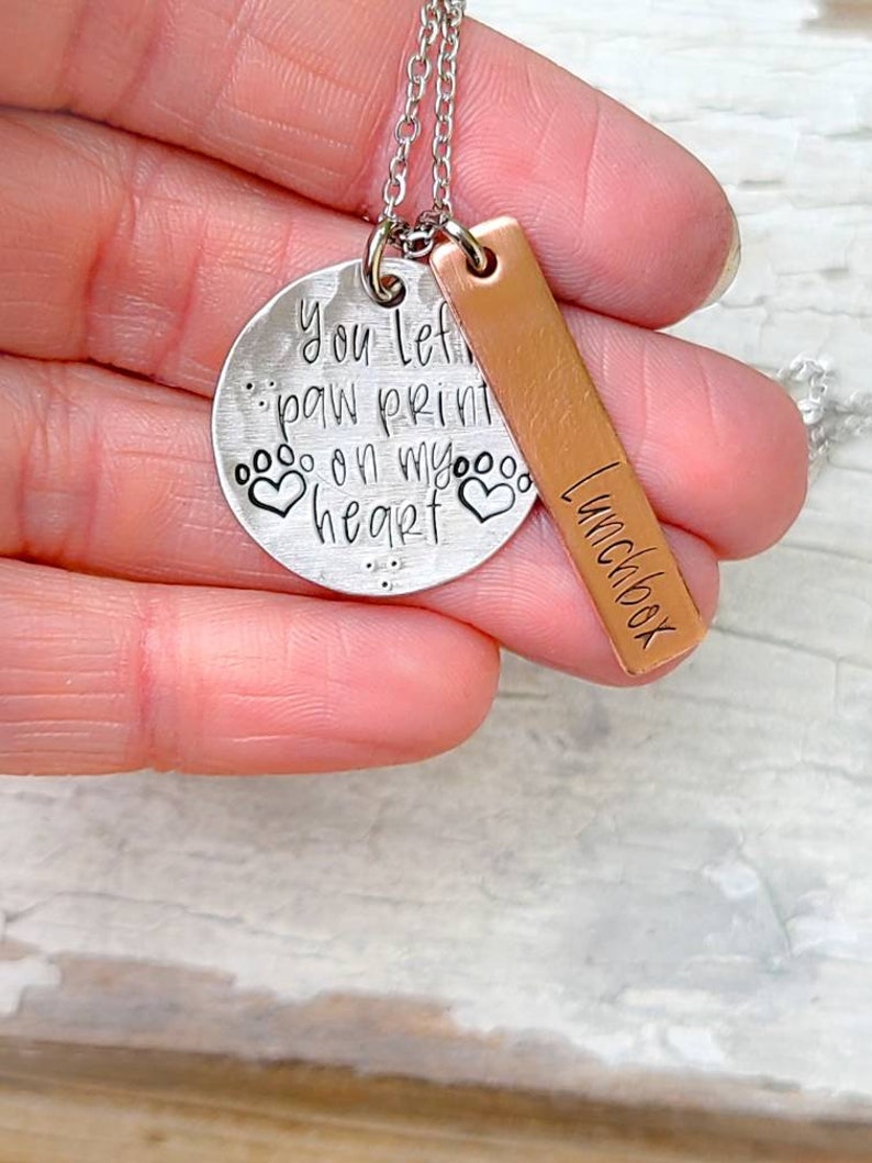 You left paw prints on my heart necklace dog memorial necklace sympathy jewelry pet loss necklace loss of pet cat remembrance jewelry