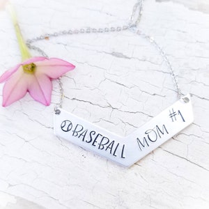 Sports chevron necklace, custom sports necklace, sports mom, personalized, baseball, softball, basketball, soccer, volleyball, football image 1