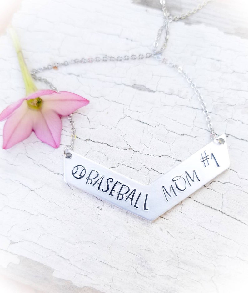 Sports chevron necklace, custom sports necklace, sports mom, personalized, baseball, softball, basketball, soccer, volleyball, football image 1