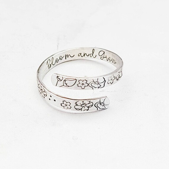 Hidden Message Wrap Ring Sterling Silver Adjustable Ring - Etsy