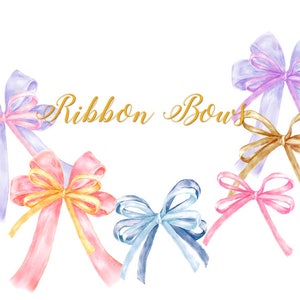 Watercolor hand painted Bows clipart, Gold and Pink, Coral and Navy, Peach and Purple, invitations, bowknot, Gift, Decorations, DIY elements image 4