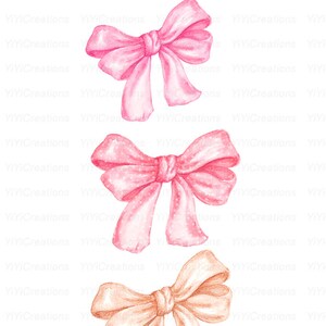 Watercolor hand painted Bows clipart, Gold and Pink, Coral and Navy, Peach and Purple, invitations, bowknot, Gift, Decorations, DIY elements image 2