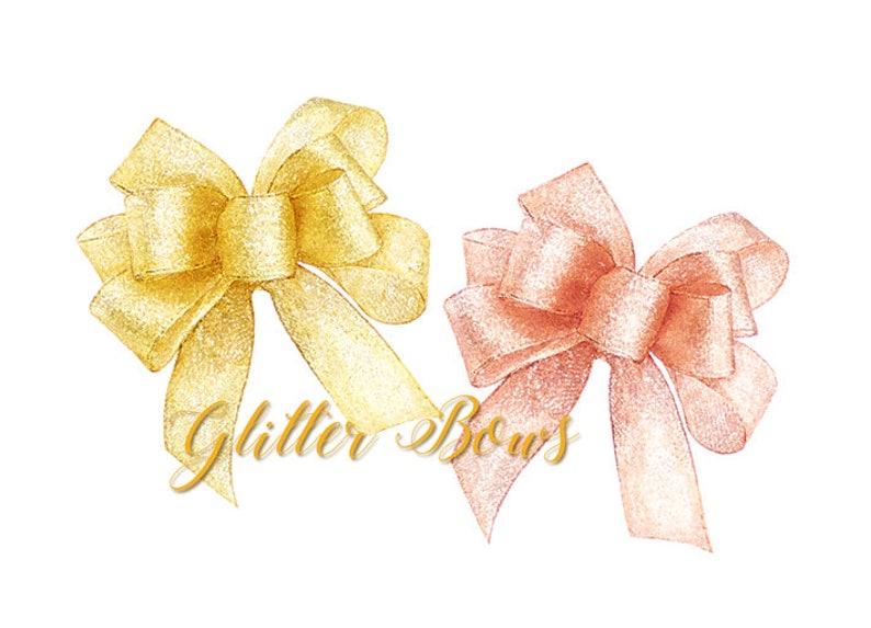 Watercolor hand painted Bows clipart, Gold and Pink, Coral and Navy, Peach and Purple, invitations, bowknot, Gift, Decorations, DIY elements image 3