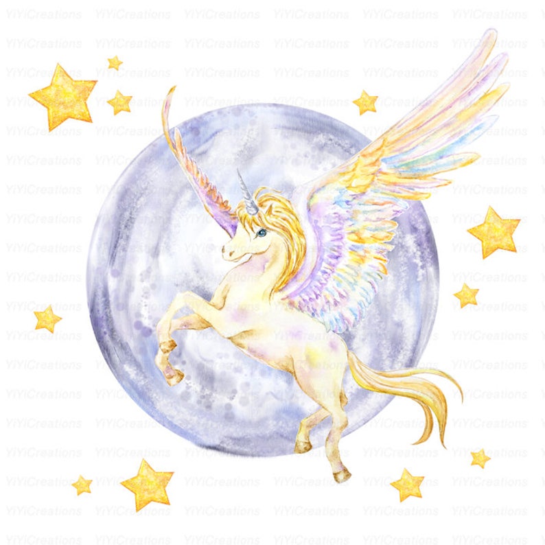 gold watercolor unicorn clipart unicorn horn printable etsy